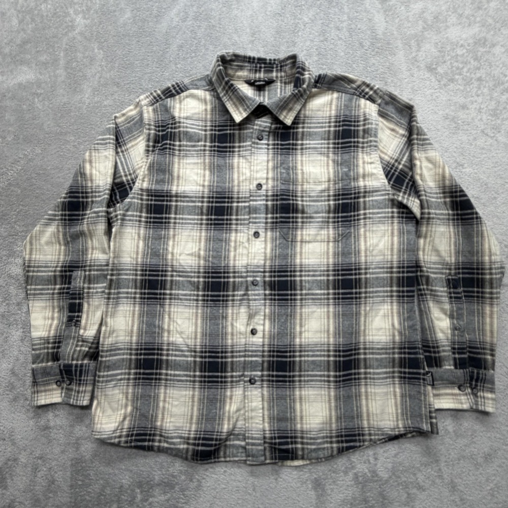 Eddie Bauer Shirt Mens XL Gray Plaid Flannel Long Sleeve Button-Up Casual
